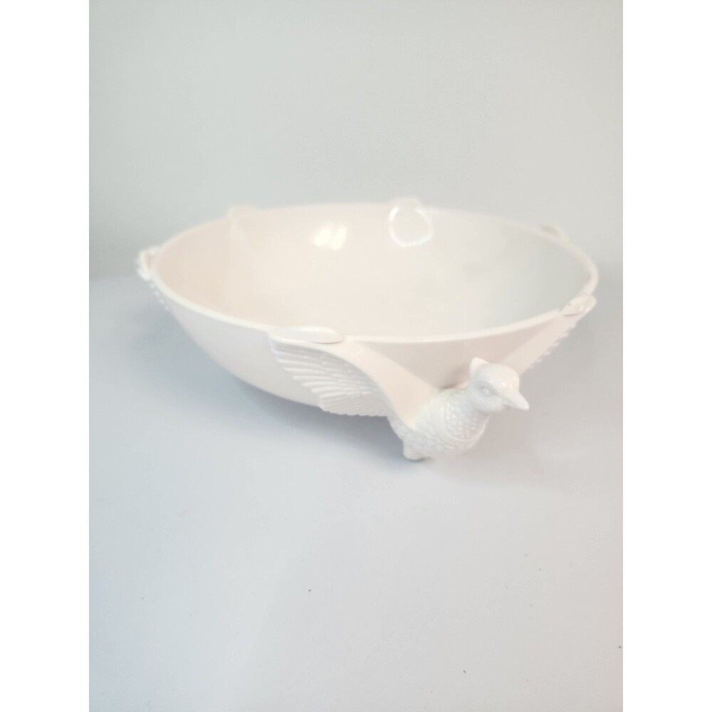 3 toed pheasant jeannette Pink Milk Glass center bowl salad bowl